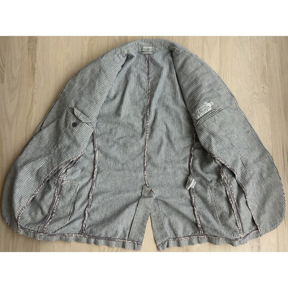 RALPH LAUREN RUGBY White Blue Striped Linen Blend Sportcoat Sz Small Fits Medium - Picture 5 of 8